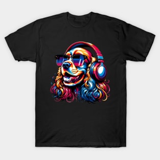 Grinning Cocker Spaniel as a Stylish Smiling DJ T-Shirt